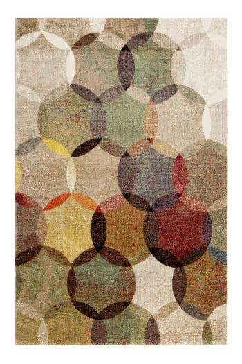 Modernina - Kurzflor Teppich mit Vintage-Kreismuster in warmen Tönen 120x170