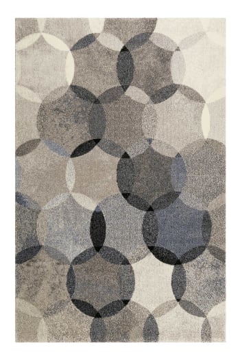 Modernina - Tapis motif cercles vintage nuances d'hiver 200x133