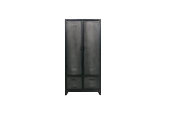 Locker - Casier 4 portes 3 étagères en métal noir