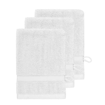 Sensilk - Lot de 3 gants de toilette 600 g/m²  blanc 16x22 cm