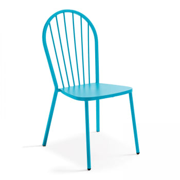 Honfleur - Chaise bistrot de jardin en métal bleu