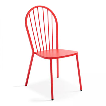 Honfleur - Chaise bistrot de jardin en métal rouge