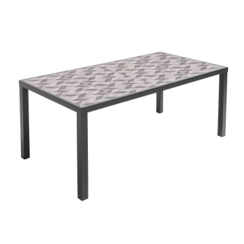 Tivoli - Table de jardin en céramique 8 places motif Tilt gris