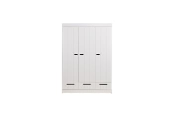 Connect - Kleiderschrank mit 3 Türen und 3 Schubladen aus Holz, weiß
