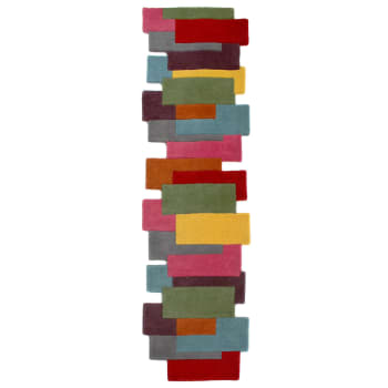 FR DESIGN - Tapis géométrique design en laine multicolore 60x230