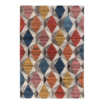 YARA - Tapis géométrique design en laine multicolore 160x230