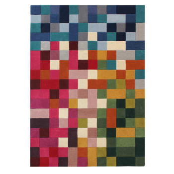 FR DESIGN - Tapis géométrique design en laine multicolore 160x230