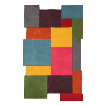 FR DESIGN - Tapis géométrique design en laine multicolore 150x240