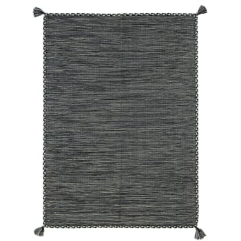 Sahara - Tapis 100% coton tissé et tressé gris 160x230