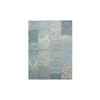 Patchwork - Tapis ethnique patchwork en acrylique bleu 120x170