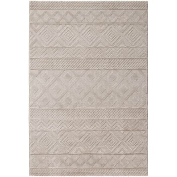 Namur - Tapis géométrique design en polyester beige 80x300