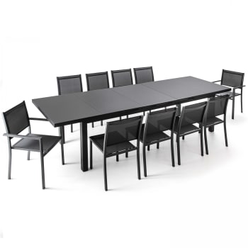 Albi - Ensemble table de jardin extensible 256-320 cm et 10 assises