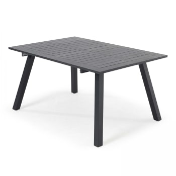 Samba - Table de jardin carrée extensible en aluminium noir