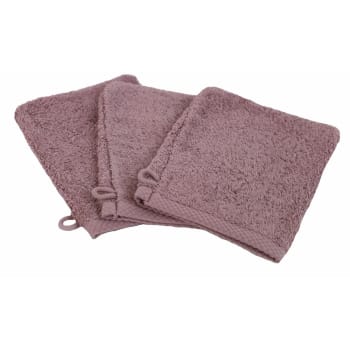 3 gants essentielle - Lot de 3 gants de toilette eponge en coton lilas