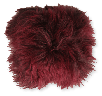 Coussin en peau de mouton islandais bourgogne rouge 35x35