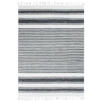Terra - Tapis 100% coton lignes noir-gris-blanc 160x230