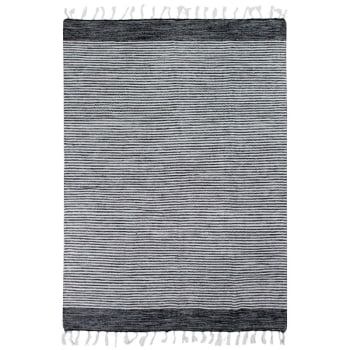 Terra - Tapis 100% coton bandes noir-gris-blanc 160x230