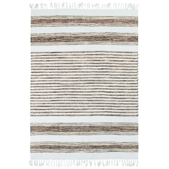 Terra - Tapis 100% coton lignes sable-blanc 190x290