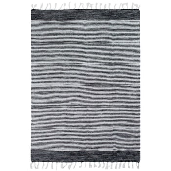 Terra - Tappeto in 100% cotone a strisce nero-grigio-bianco 120x170