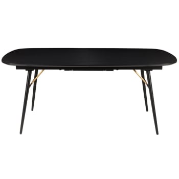 Verona - Table extensible 180 cm chêne plaqué noir, allonge intégrée