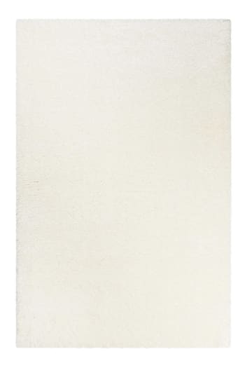Parma - Tapis uni très doux à mèches très hautes et denses blanc cassé 170x120