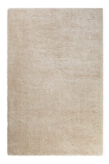 Tapis uni très doux à mèches très hautes et denses sable 290x200