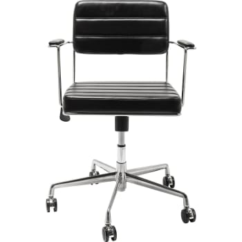Dottore - Chaise de bureau réglable à roulettes noire et acier chromé