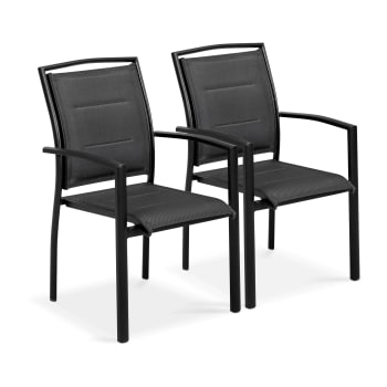 Butterfly - Lot de 2 fauteuils noir en aluminium et textilène noir