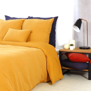 Jaune - Parure de lit en coton jaune 240x260