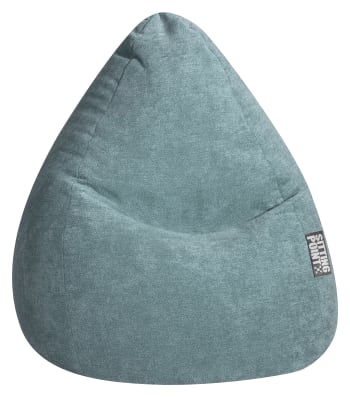 Sitting point - Pouf poire XXL d'intérieur velours ras bleu pétrole  80x130