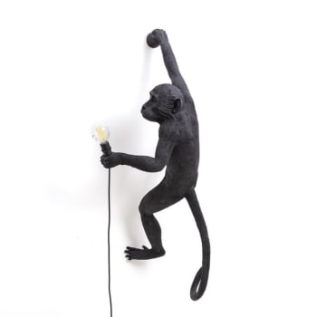MONKEY - Applique d'extérieur singe accroché droite noir H76,5cm
