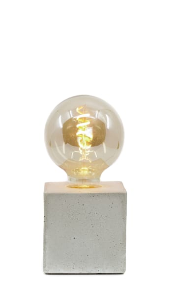 CUBE - Lampe cube en béton beige fabrication artisanale