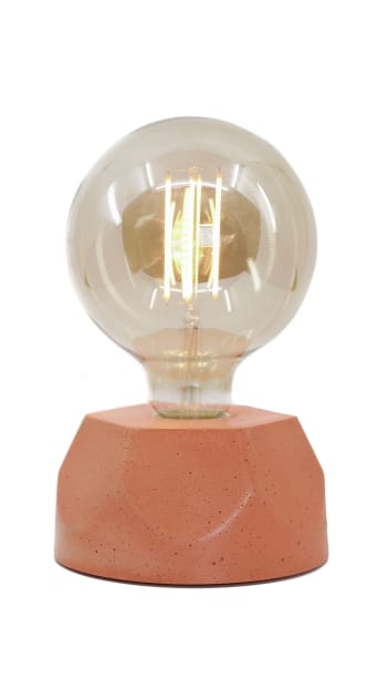 HEXAGONE - Lampe hexagone en béton orange fabrication artisanale