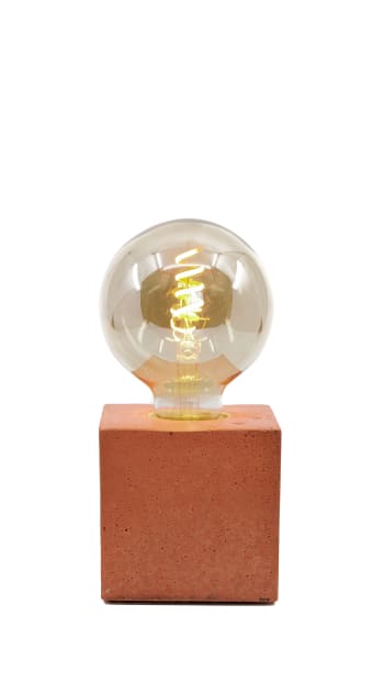 CUBE - Lampe cube en béton orange fabrication artisanale