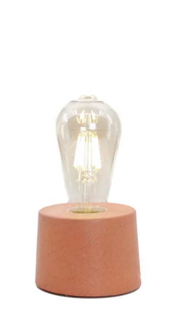 CYLINDRE - Lampe cylindrique en béton orange fabrication artisanale