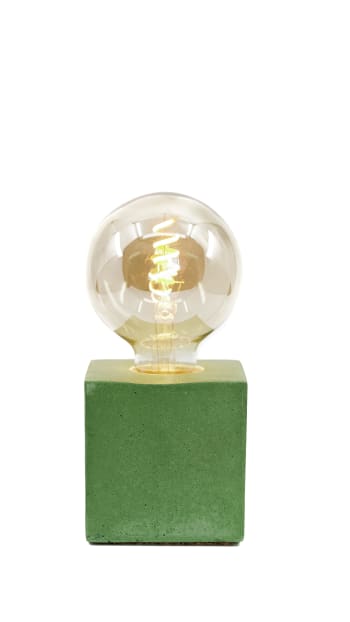 CUBE - Lampe cube en béton vert fabrication artisanale