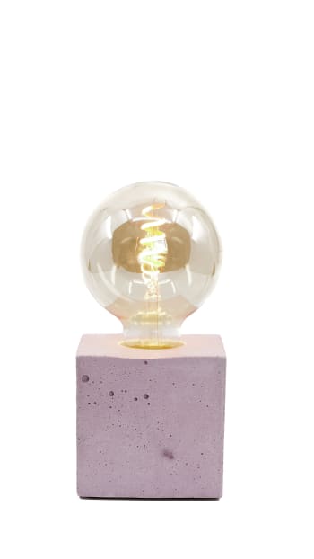 CUBE - Lampe cube en béton rose pastel fabrication artisanale