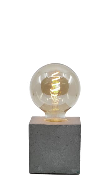 CUBE - Lampe cube en béton gris fabrication artisanale