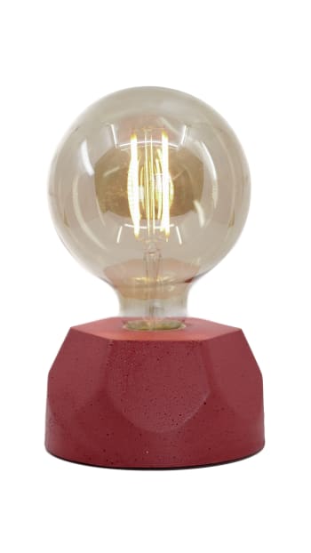 HEXAGONE - Lampe hexagone en béton rouge fabrication artisanale