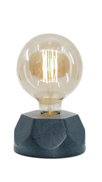 HEXAGONE - Lampe hexagone en béton bleu pétrole fabrication artisanale