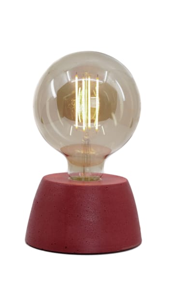 DÔME - Lampe dôme en béton rouge fabrication artisanale