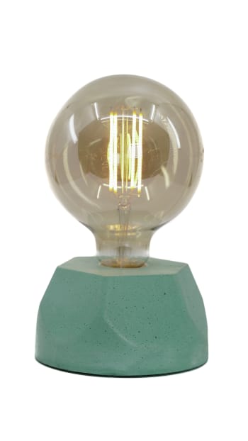 HEXAGONE - Lampe hexagone en béton turquoise fabrication artisanale