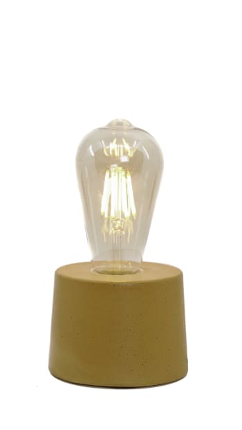 CYLINDRE - Lampe cylindrique en béton jaune fabrication artisanale
