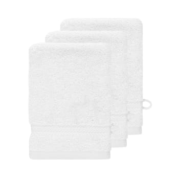 Luxury - Lot de 3 gants de toilette 550 g/m²  blanc 16x22 cm