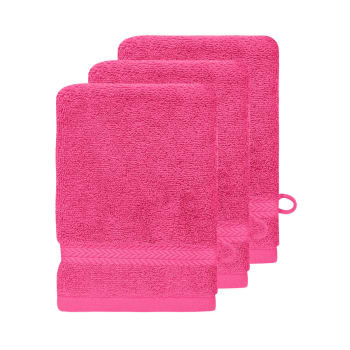 Luxury - Lot de 3 gants de toilette 550 g/m²  rose indien 16x22 cm