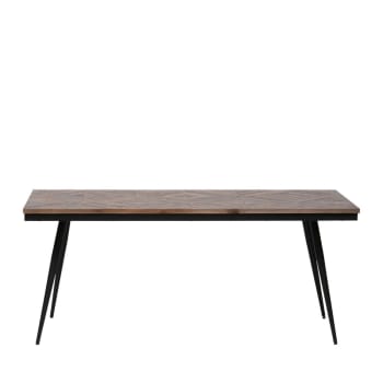 Rhombic - Table à manger en bois de teck recyclé et métal 180x90cm naturel