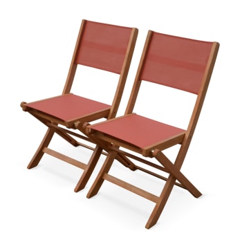 Almeria - Lot de 2 chaises de jardin en bois terracotta