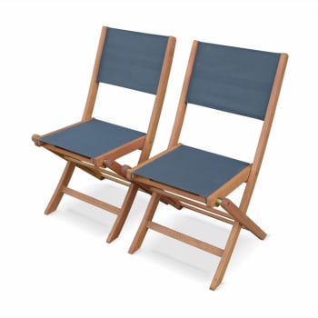 Almeria - Lot de 2 chaises de jardin en bois anthracite