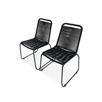 Brasilia - 2 chaises de jardin en corde noir