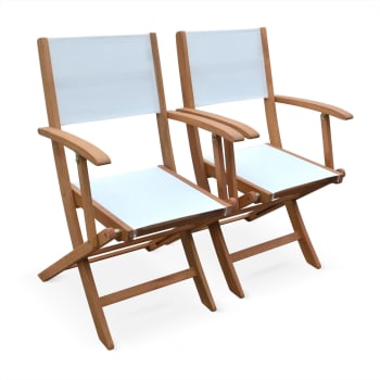 Almeria - Lot de 2 fauteuils de jardin en bois blanc